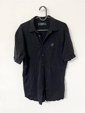 Religion London Men’s Black Short Sleeve Polo Shirt- Medium